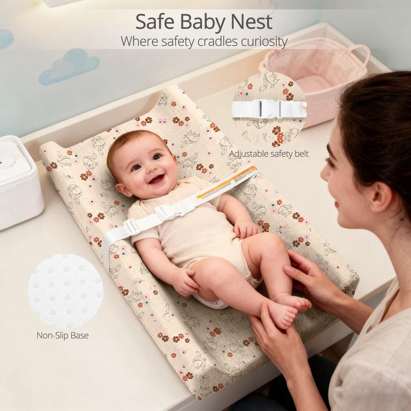 JVEOO Muslin Baby Changing Pad, 2 Pack Muslin Soft Cotton Covers & Waterproof Lining Foam Diaper Changing Table Pad 32" x 16.6" Mat for Dressers - Image 3